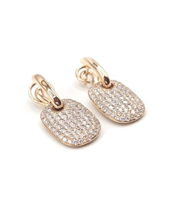 Orecchini Crivelli in Oro Rosa con Pavé di Diamanti Bianchi