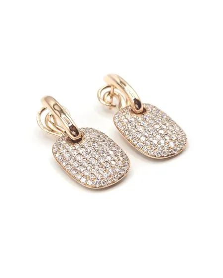 Boucles d'oreilles Crivelli en or rose avec pavé de diamants blancs