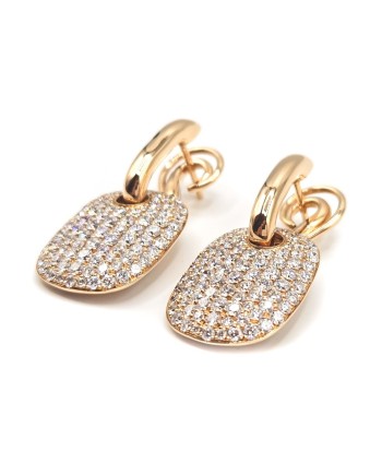 Boucles d'oreilles Crivelli en or rose avec pavé de diamants blancs