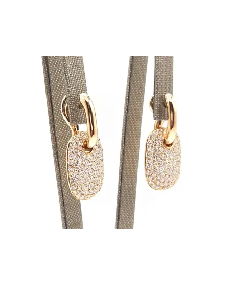 Orecchini Crivelli in Oro Rosa con Pavé di Diamanti Bianchi