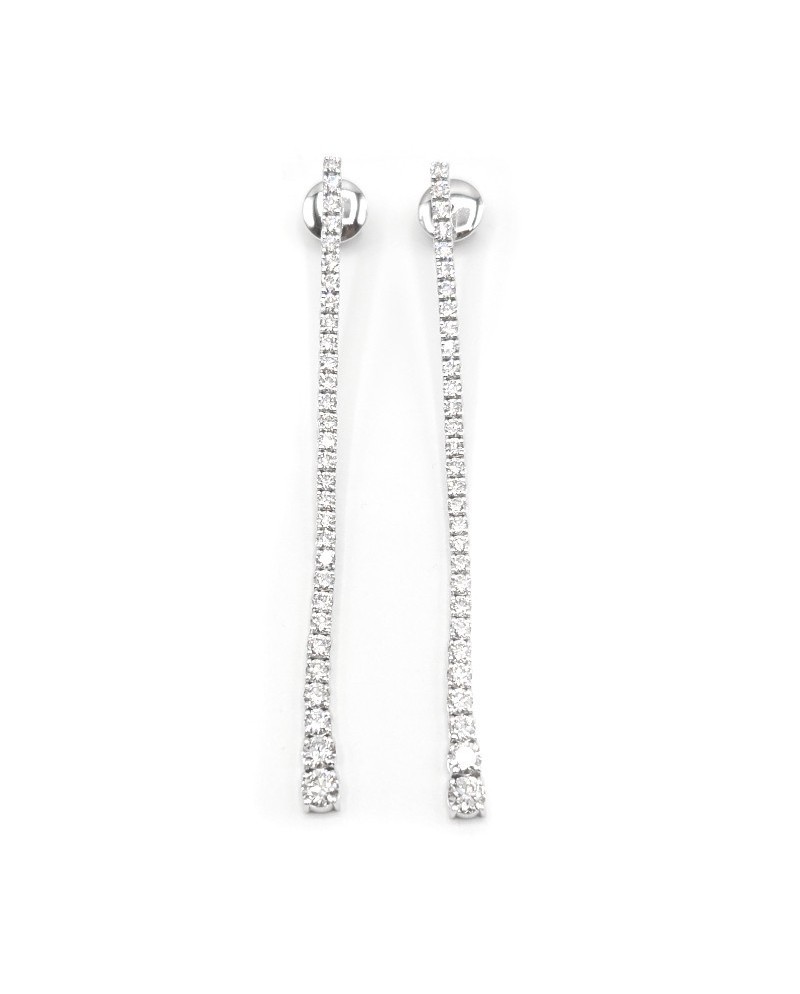 Boucles d'oreilles pendantes Crivelli en or blanc et diamants