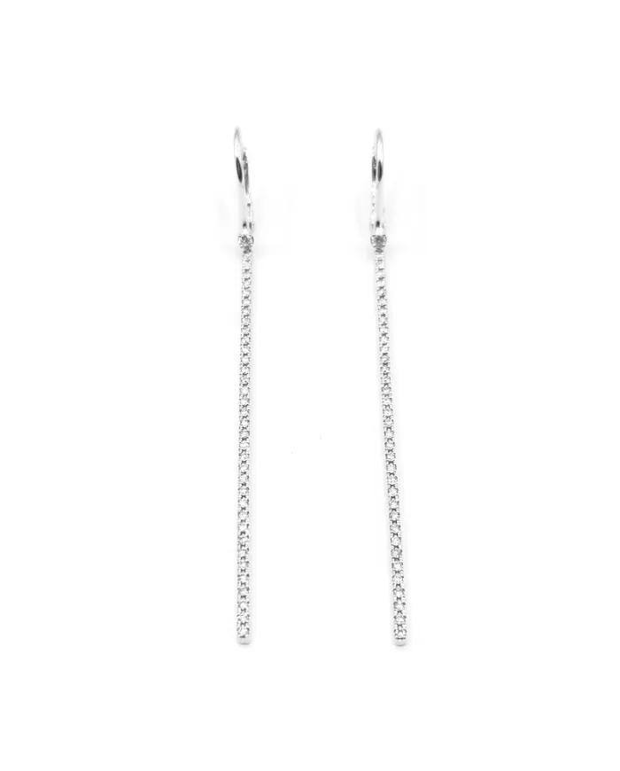 Crivelli Rigid Bar Drop Earrings in White Gold and Diamonds