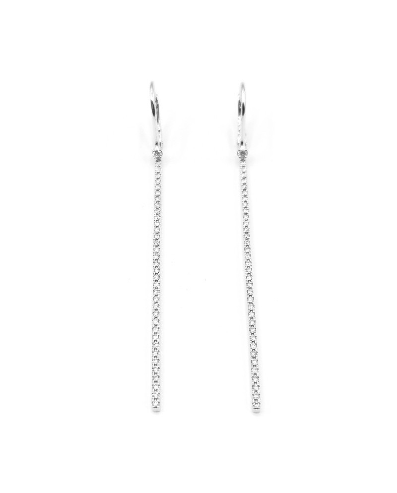 Boucles d'oreilles pendantes rigides Crivelli en or blanc et diamants