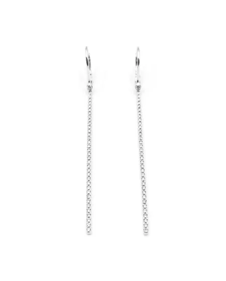 Crivelli Rigid Bar Drop Earrings in White Gold and Diamonds