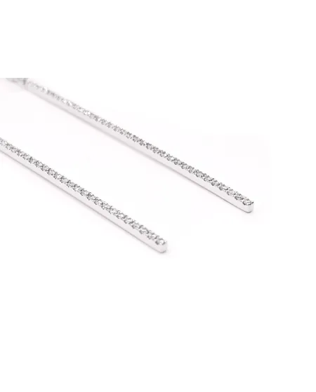 Crivelli Rigid Bar Drop Earrings in White Gold and Diamonds