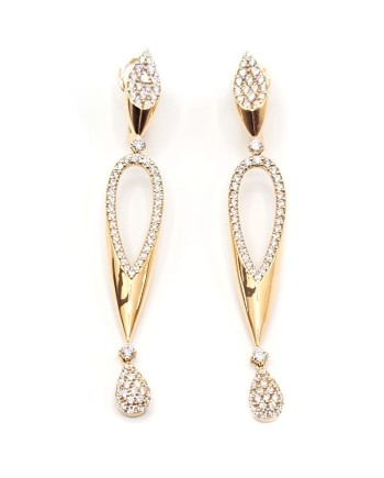 Boucles d'oreilles pendantes Crivelli en or rose avec diamants