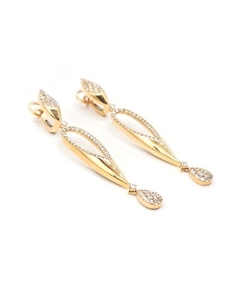 Boucles d'oreilles pendantes Crivelli en or rose avec diamants