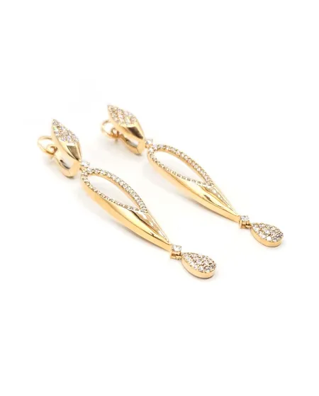 Boucles d'oreilles pendantes Crivelli en or rose avec diamants