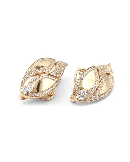 Boucles d'oreilles Crivelli en or rose avec diamants et diamant en goutte