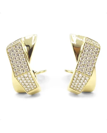 Orecchini Crivelli Boccole Brave in Oro Giallo con Pavé Diamanti