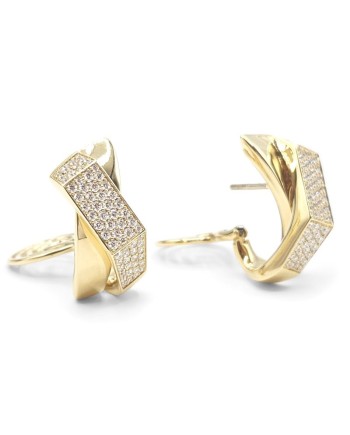 Boucles d'oreilles Crivelli Boccole Brave en or jaune avec pavé de diamants