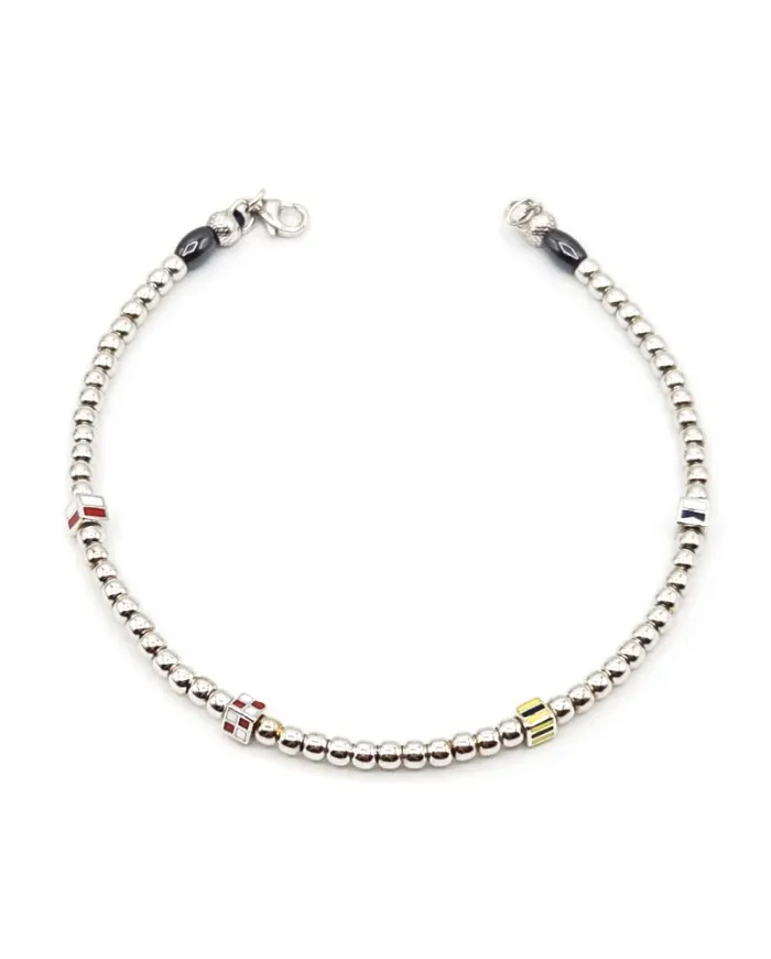 Bracciale Casella Gioielli in Oro Bianco con Bandiere Nautiche