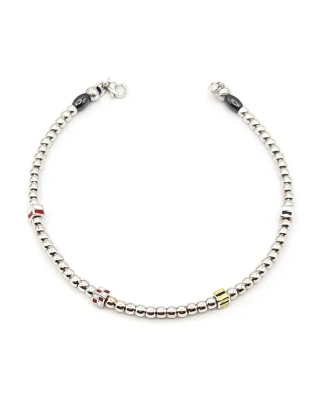 Bracciale Casella Gioielli in Oro Bianco con Bandiere Nautiche