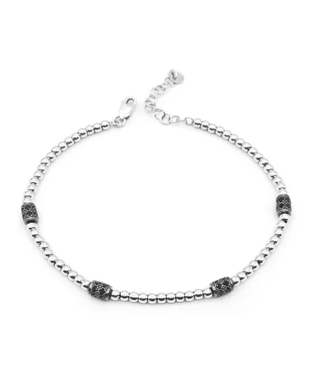 Bracciale Casella Gioielli in Oro Bianco con Zirconi Neri