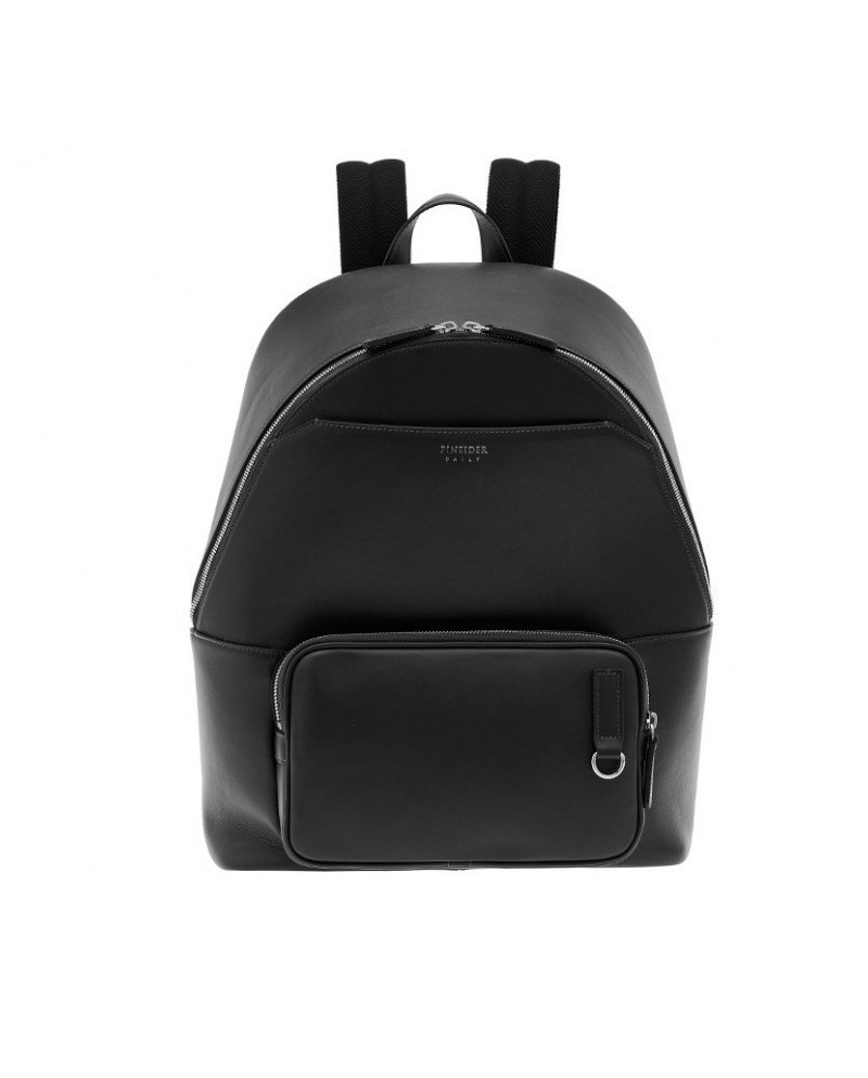 Pineider Daily East Men's Backpack in Smooth Black Leather