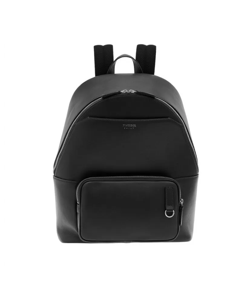 Zaino da Uomo Pineider Daily East in Pelle Nera Liscia