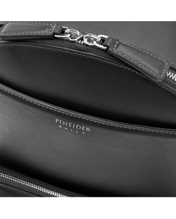 Pineider Daily East Men's Backpack in Smooth Black Leather