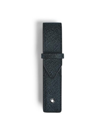 Étui pour instruments d'écriture Montblanc Sartorial en cuir tweed bleu