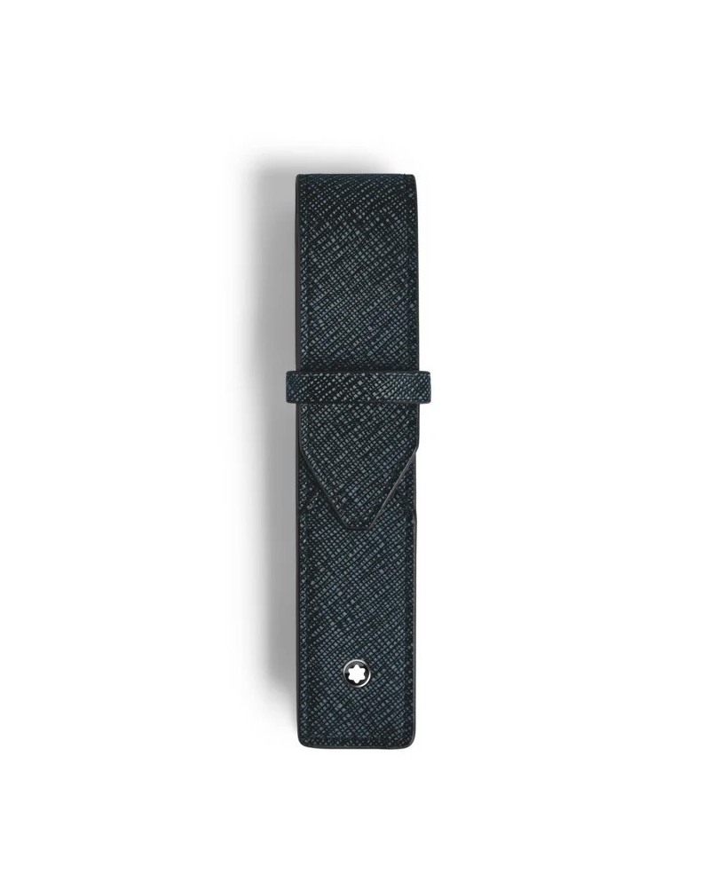 Étui pour instruments d'écriture Montblanc Sartorial en cuir tweed bleu