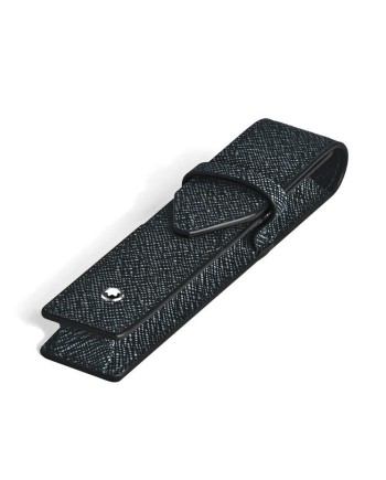 Étui pour instruments d'écriture Montblanc Sartorial en cuir tweed bleu