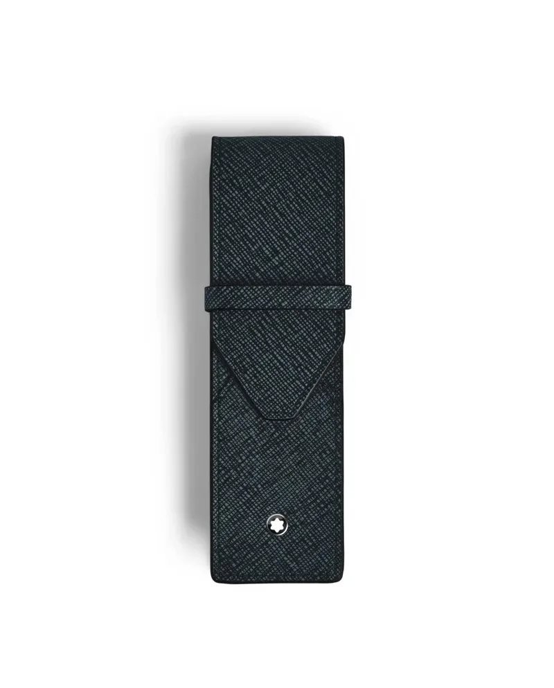 Montblanc Sartorial Blue Tweed Leather Case for 2 Writing Instruments Montblanc Sartorial Blue Tweed Leather Case for 2 Writing Instruments