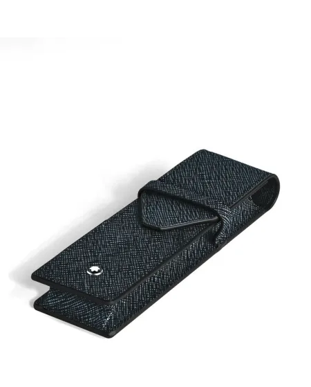 Astuccio per 2 Strumenti da Scrittura Montblanc Sartorial in Pelle Tweed Blue