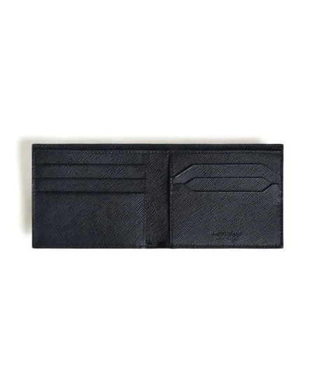 Portefeuille Montblanc Sartorial 6cc en cuir tweed bleu