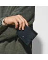 Portefeuille Montblanc Sartorial 6cc en cuir tweed bleu