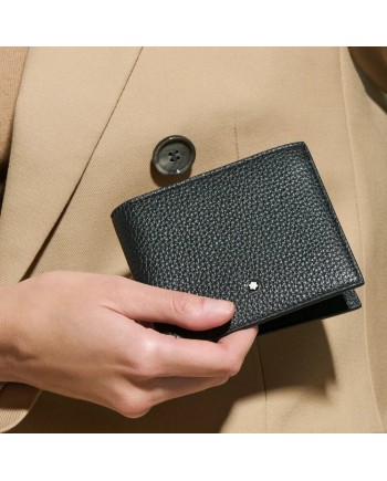 Portefeuille Montblanc Grain 8 compartiments en cuir noir