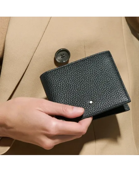 Portefeuille Montblanc Grain 8 compartiments en cuir noir