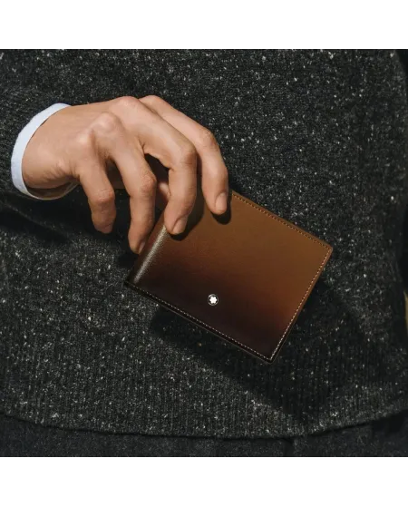 Portefeuille Montblanc Meisterstück 6cc en cuir marron dégradé