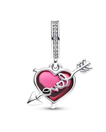 Charm Pendente Pandora Cuore con Freccia Vetro di Murano