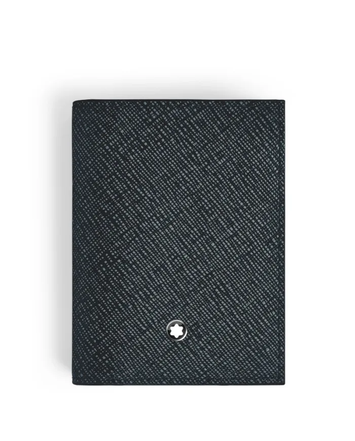 Porte-cartes Montblanc Sartorial 4cc en cuir tweed bleu