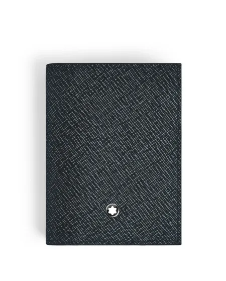 Porte-cartes Montblanc Sartorial 4cc en cuir tweed bleu