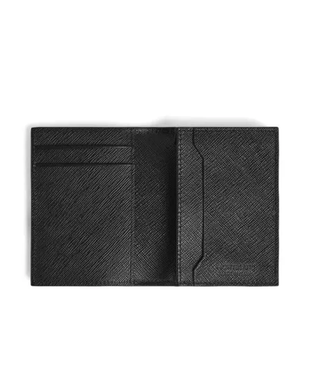 Porte-cartes Montblanc Sartorial 4cc en cuir tweed bleu