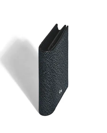 Porte-cartes Montblanc Sartorial 4cc en cuir tweed bleu