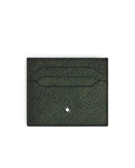 Porte-cartes Montblanc Sartorial en cuir tweed kaki à 6 compartiments
