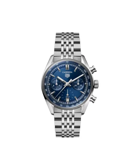 Cronografo Automatico Tag Heuer Carrera Glassbox Blu con Cinturino in Acciaio