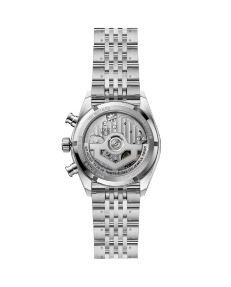 Montre chronographe automatique Tag Heuer Carrera Glassbox bleue avec bracelet en acier