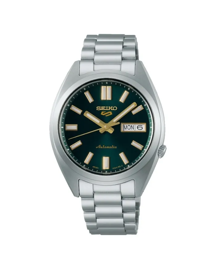 Montre de sport Seiko 5 avec cadran vert et bracelet en acier