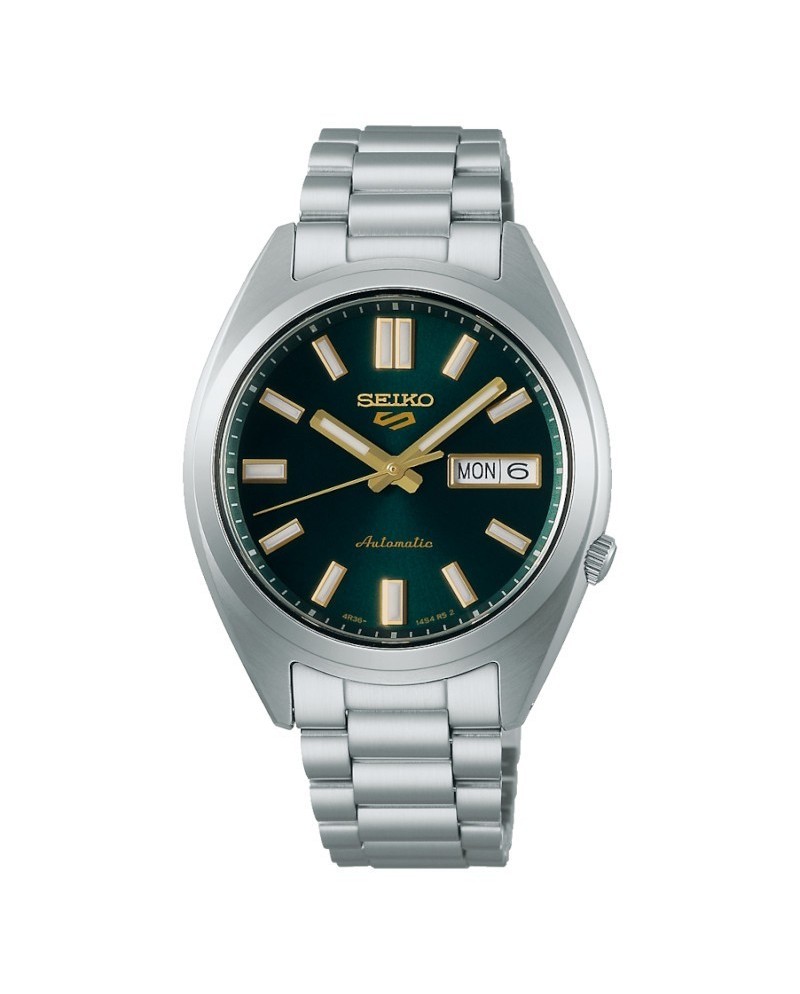 Montre de sport Seiko 5 avec cadran vert et bracelet en acier