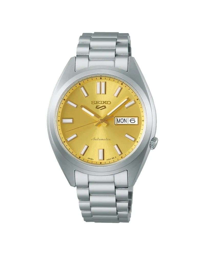 Montre de sport Seiko 5 avec cadran jaune et bracelet en acier
