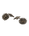 Boutons de manchette Hérisson Chantecler Et Voilà en argent bruni avec diamants bruns