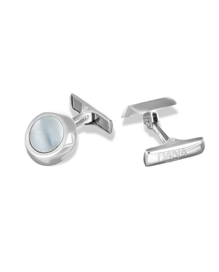 Dana Men's Cufflinks in White Gold with Mother of Pearl