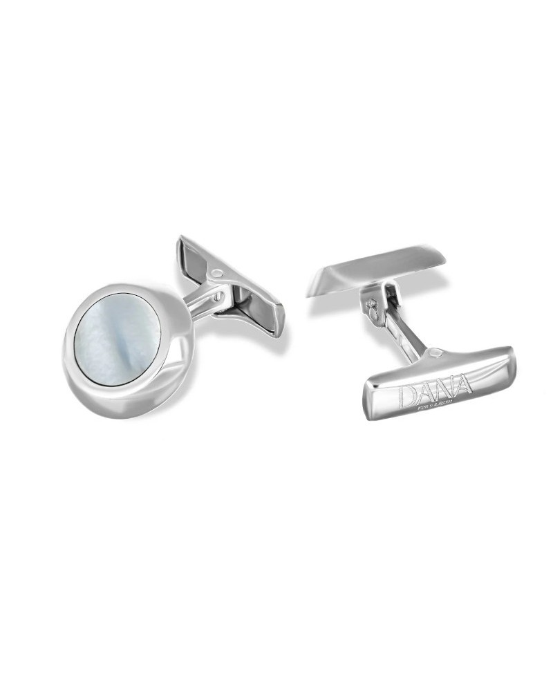 Dana Men's Cufflinks in White Gold with Mother of Pearl