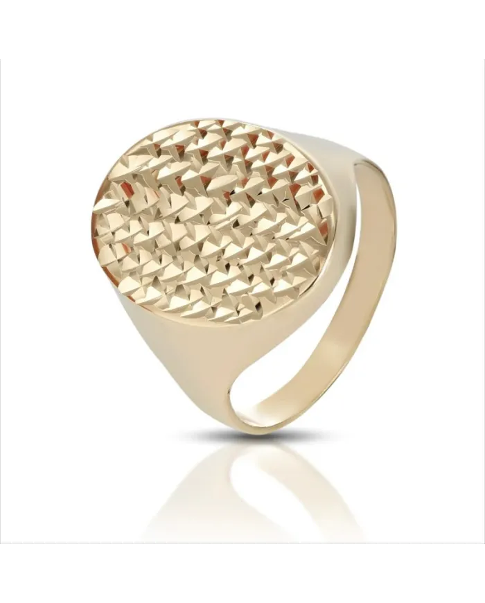 Dana Oval Shield Men's Ring in Yellow Gold