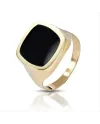 Dana Men's Ring in Yellow Gold with Black Enamel