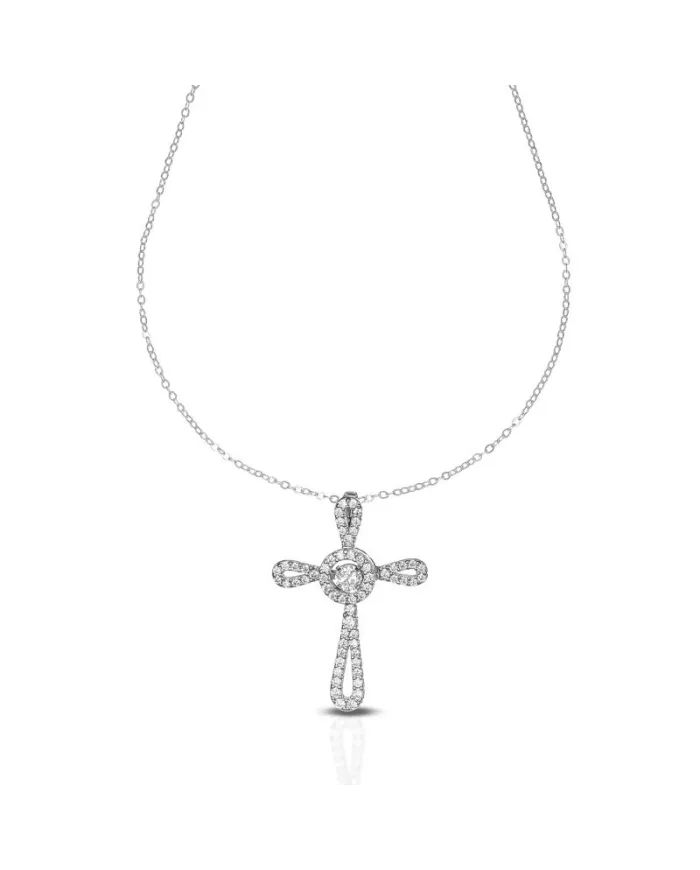 Dana Eternelle White Gold Necklace with Cross and Stones