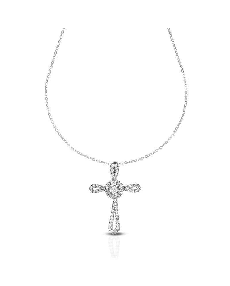 Collana Dana Eternelle in Oro Bianco con Croce e Pietre