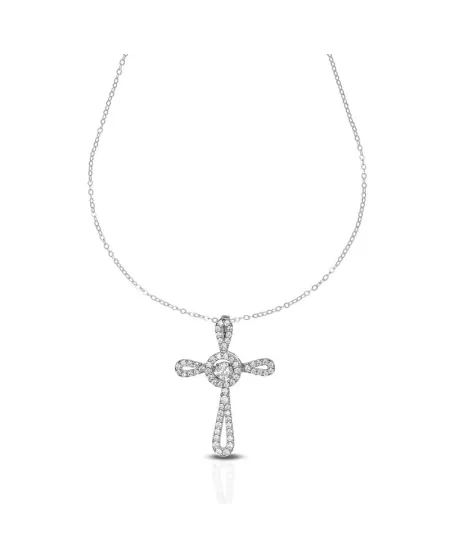Dana Eternelle White Gold Necklace with Cross and Stones
